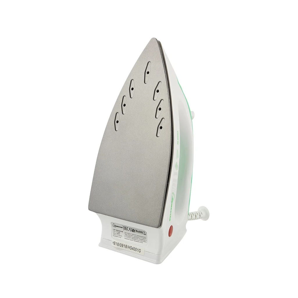 Утюг HomeStar HS-4001 4837, 2000 Вт, подошва с тефлоновым покрытием, бело-зеленый