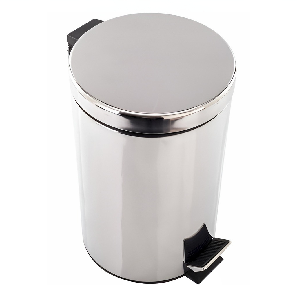 Ведро для мусора Frap F703. объем 12 литров, металлическое, с крышкой и педалью, цвет Хром