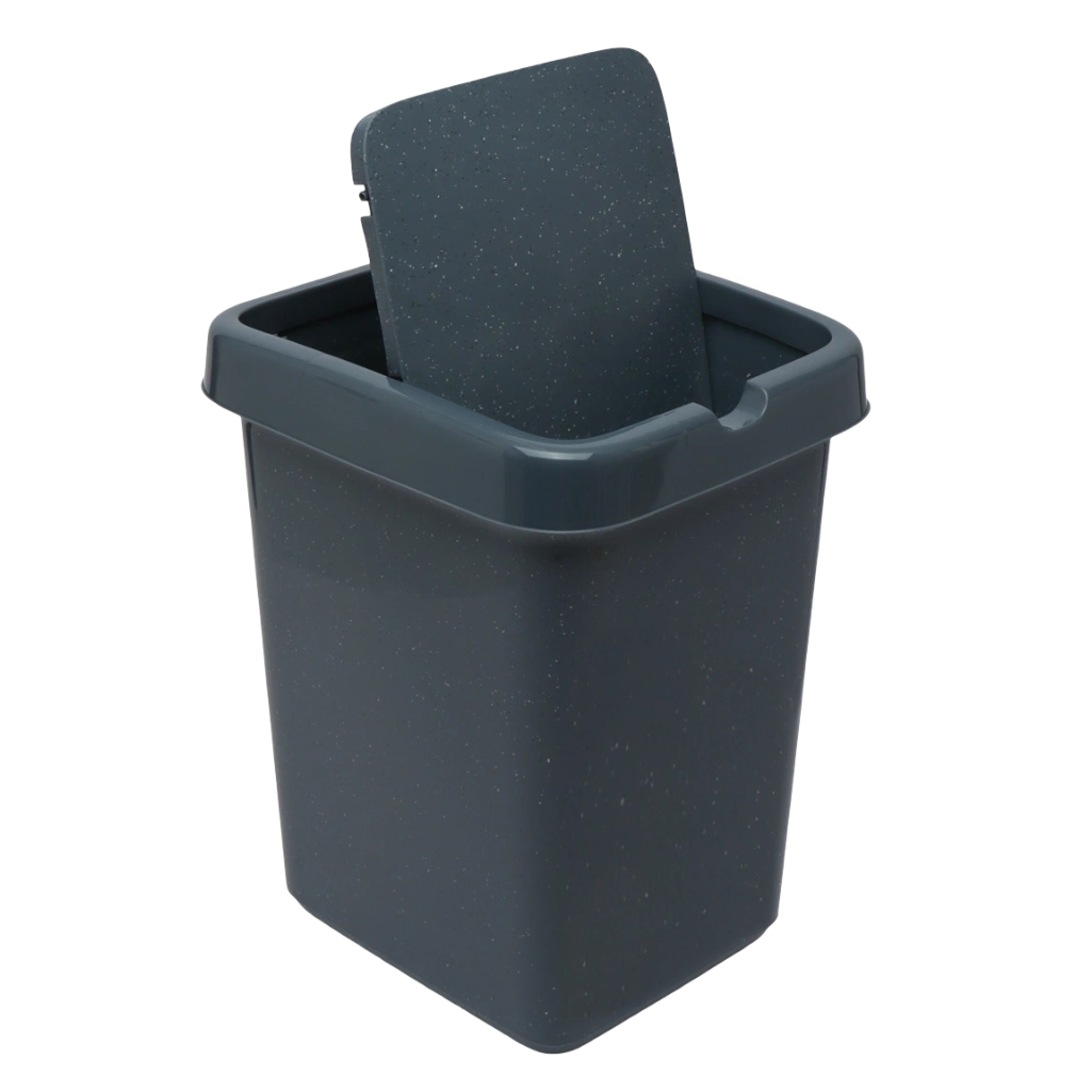 Ведро для мусора Spin&Clean Stone, объем 25 литров, пластик, с крышкой Push to open, цвет Темный камень