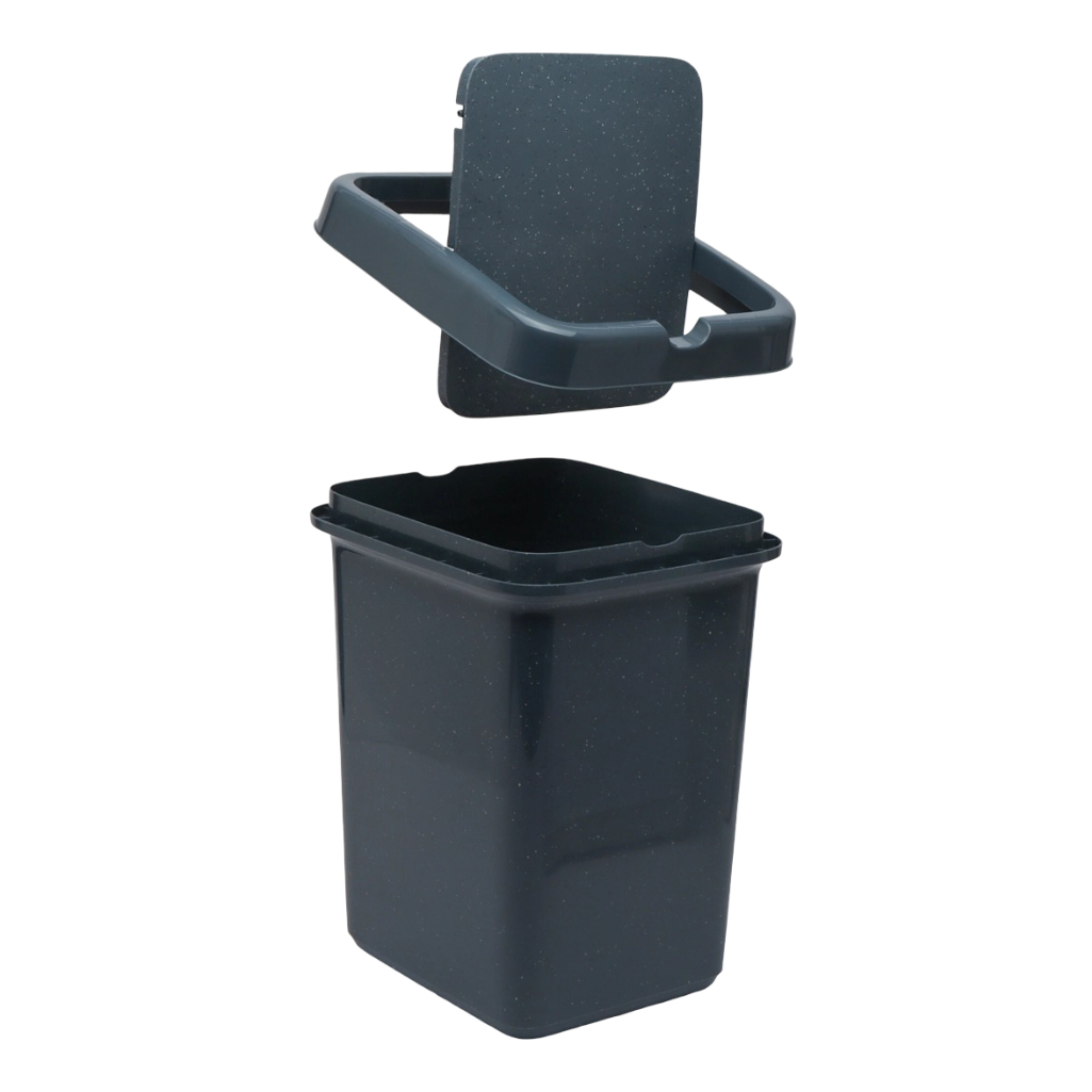 Ведро для мусора Spin&Clean Stone, объем 25 литров, пластик, с крышкой Push to open, цвет Темный камень