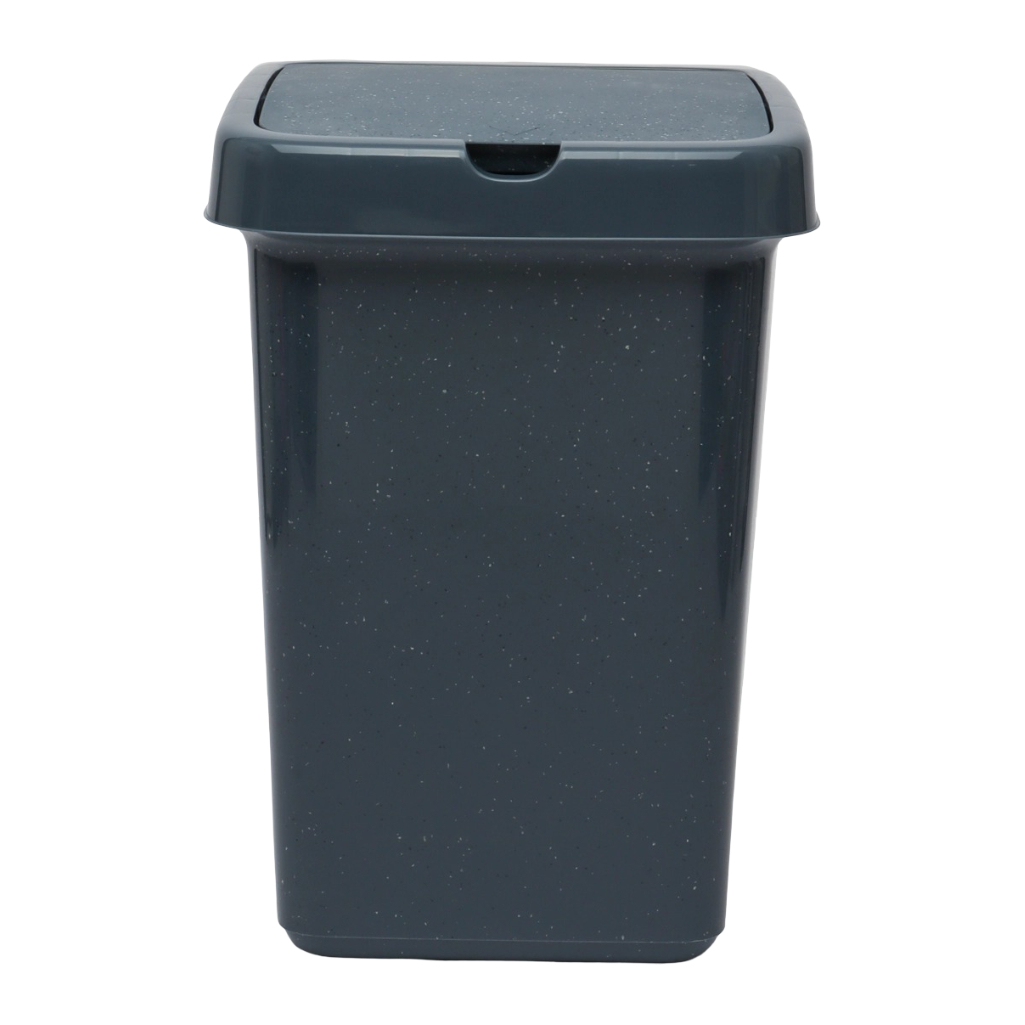 Ведро для мусора Spin&Clean Stone, объем 25 литров, пластик, с крышкой Push to open, цвет Темный камень