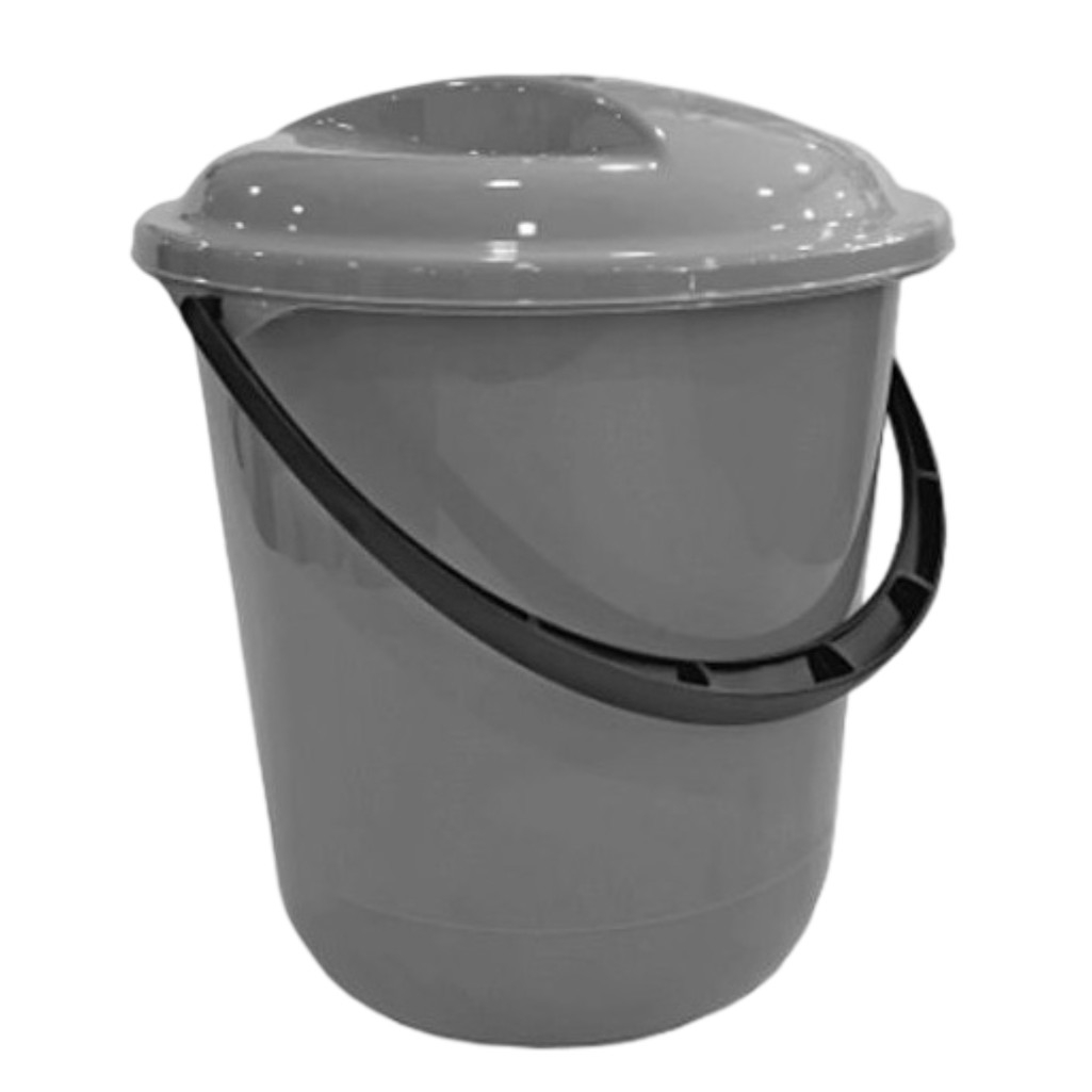 Ведро хозяйственное Homver Etna  221218635/03, объем 10 литров, пластик, с ручкой и крышкой, цвет Серый