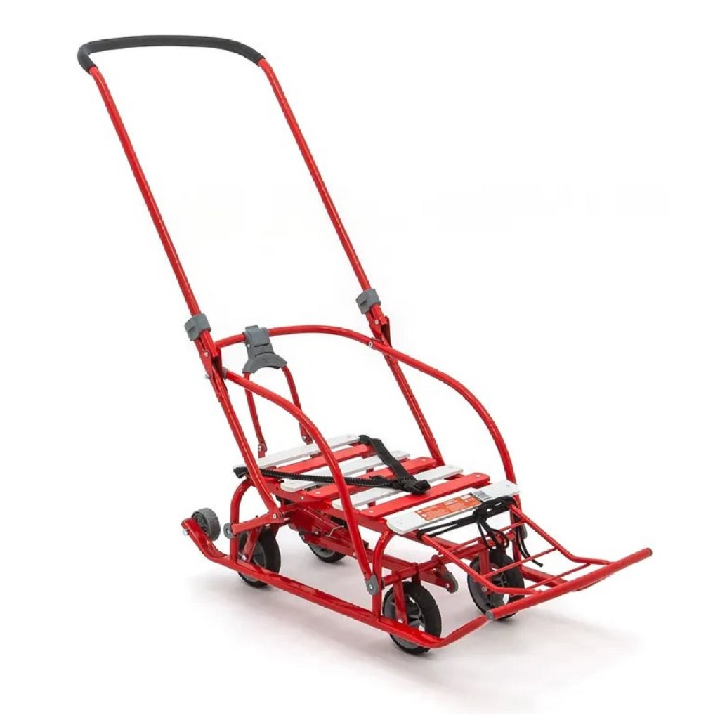 Санки Nika Kids Nikki 3 N3/АЛ2 с ручкой, на колесах, складные, алые