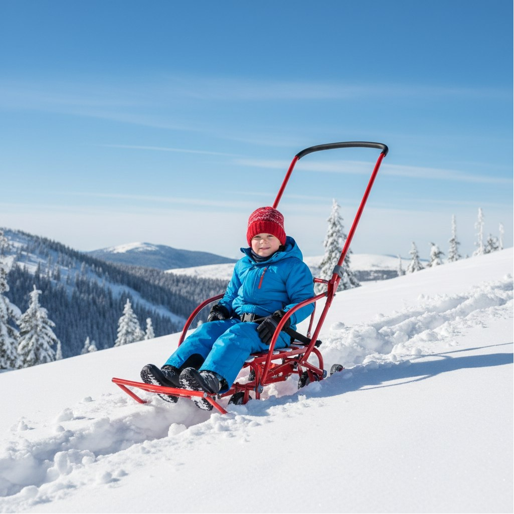 Санки Nika Kids Nikki 3 N3/АЛ2 с ручкой, на колесах, складные, алые