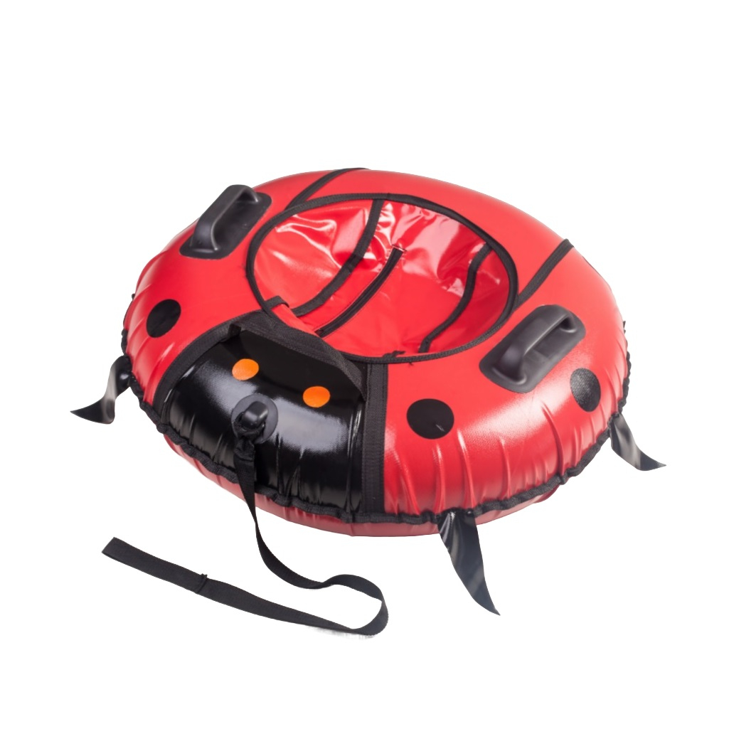 Санки-ватрушка Saimaa Sport Божья коровка, черно-красные, с ручками, диаметр 90 см