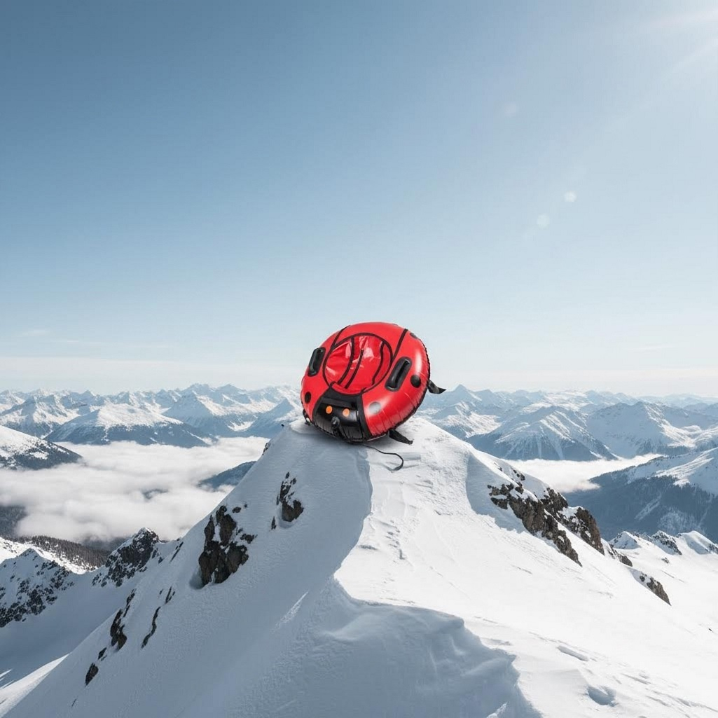 Санки-ватрушка Saimaa Sport Божья коровка, черно-красные, с ручками, диаметр 90 см