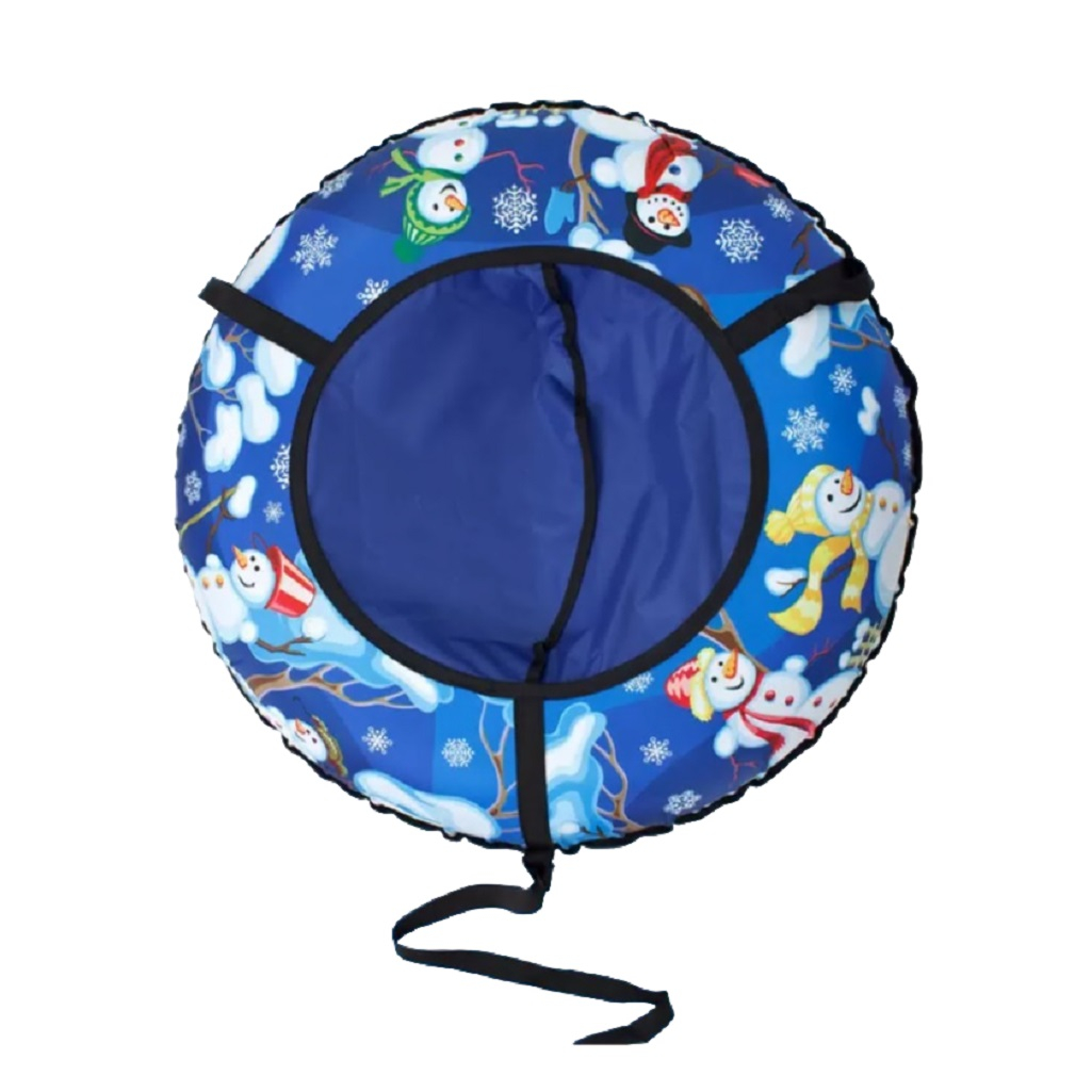Санки-ватрушка Saimaa Вихрь Снеговики, синие, с ручками, диаметр 80 см