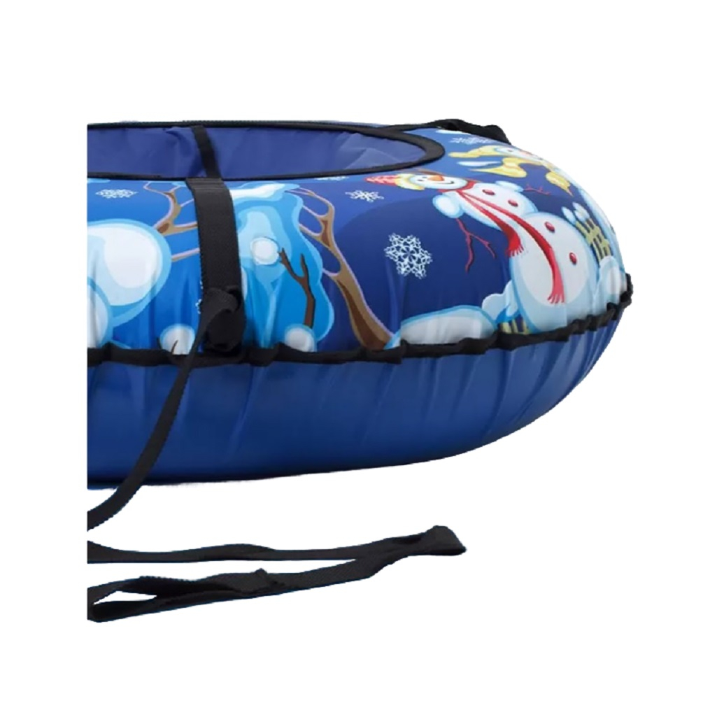 Санки-ватрушка Saimaa Вихрь Снеговики, синие, с ручками, диаметр 80 см