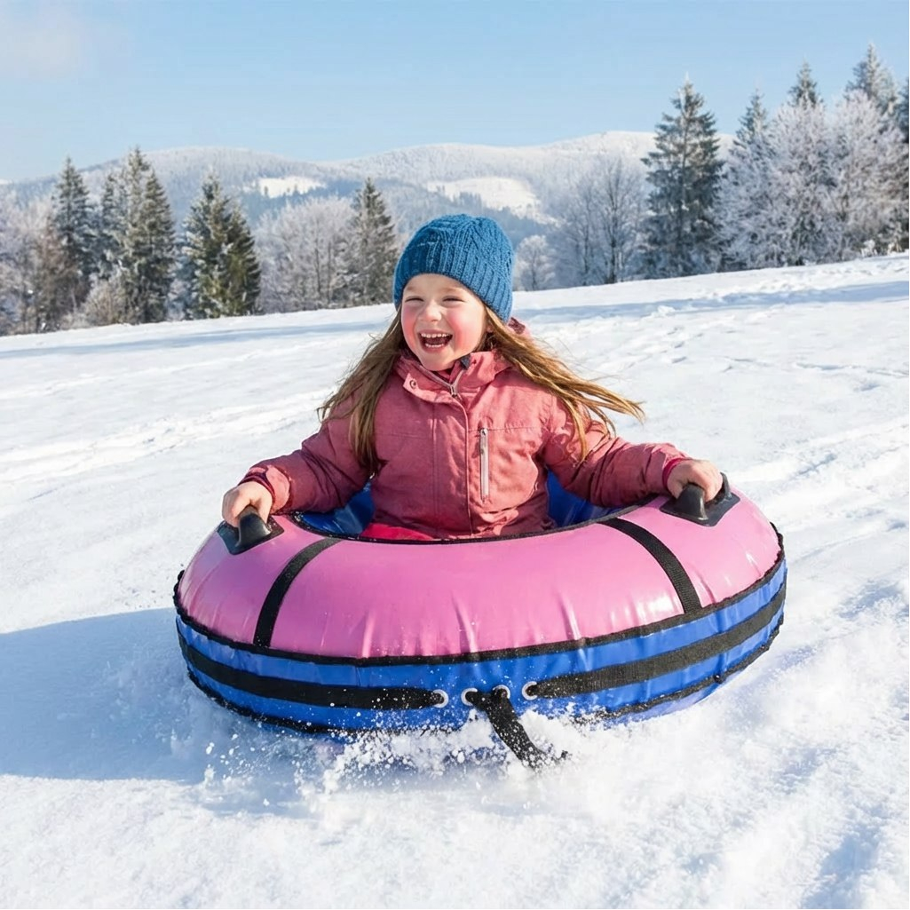 Санки-ватрушка Saimaa Комфорт, голубо-розовые, с ручками, диаметр 80 см