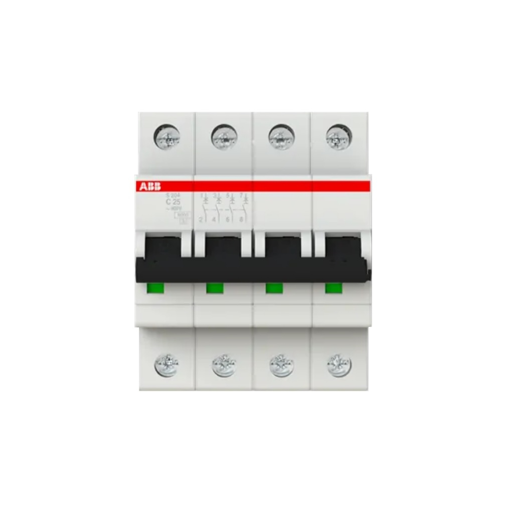 Выключатель автоматический четырехполюсный АВВ 4Р S204 С 25А 6kA, 2CDS254001R0254