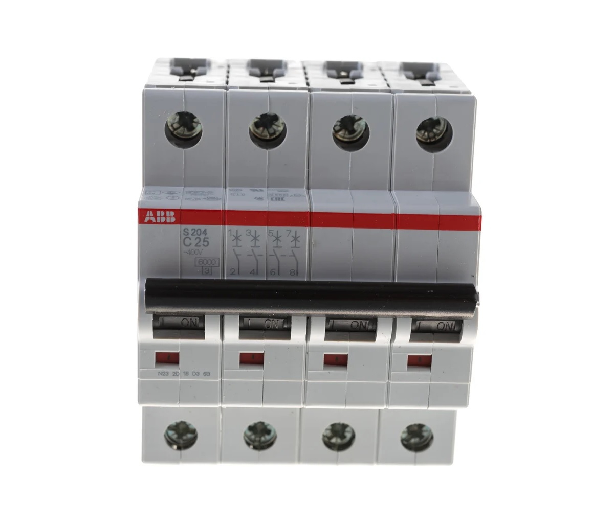 Выключатель автоматический четырехполюсный АВВ 4Р S204 С 25А 6kA, 2CDS254001R0254