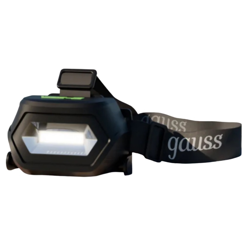 Фонарь светодиодный налобный Gauss, модель GFL409, 5W, 1200mAh, 200lm, аккумулятор Li-ion, 3 режима