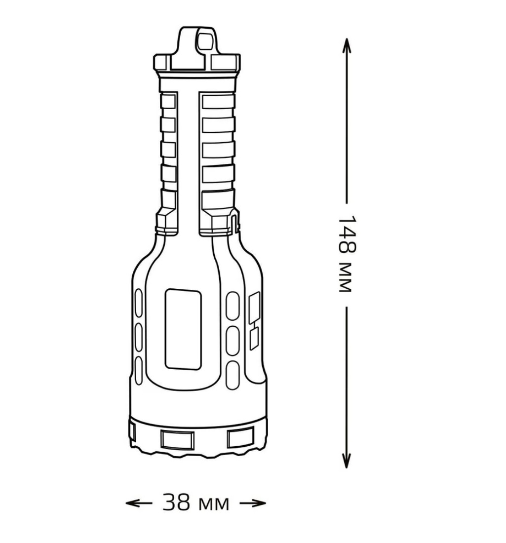 Фонарь светодиодный ручной Gauss, модель GFL208, 8W, 800mAh, 150lm, аккумулятор Li-ion, 4 режима