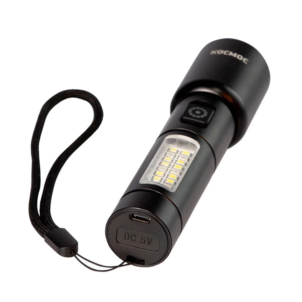 Фонарь ручной Космос KOC134Lit, аккумуляторный, 10Вт LaserLED/Li-ion 18650 1200 мАч, алюминиевый корпус, USB Type-C