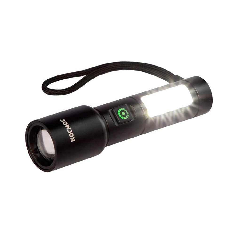 Фонарь ручной Космос KOC134Lit, аккумуляторный, 10Вт LaserLED/Li-ion 18650 1200 мАч, алюминиевый корпус, USB Type-C