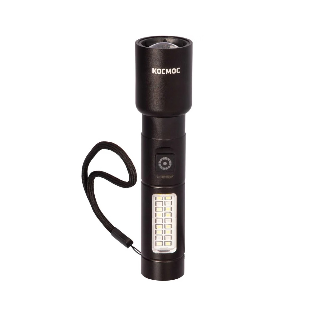Фонарь ручной Космос KOC134Lit, аккумуляторный, 10Вт LaserLED/Li-ion 18650 1200 мАч, алюминиевый корпус, USB Type-C