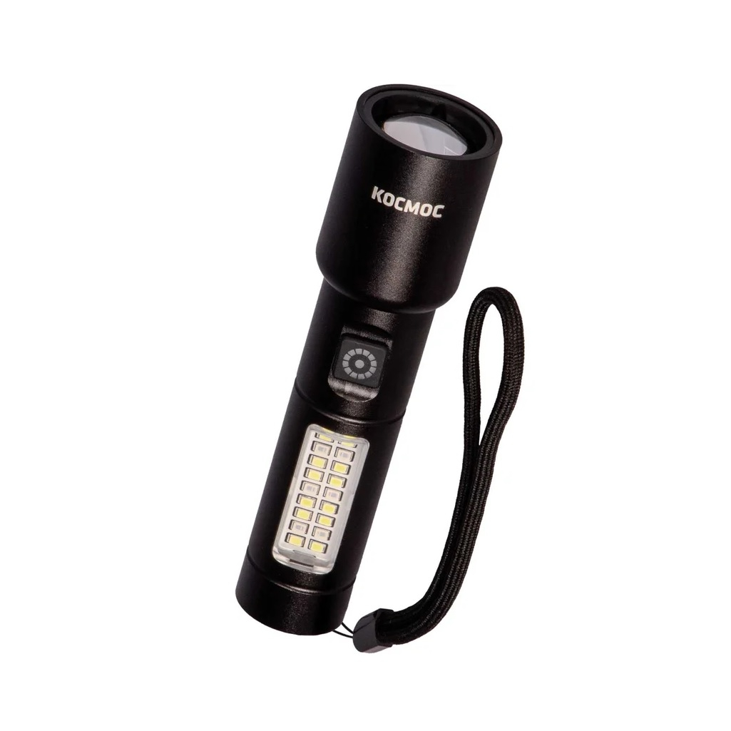Фонарь ручной Космос KOC134Lit, аккумуляторный, 10Вт LaserLED/Li-ion 18650 1200 мАч, алюминиевый корпус, USB Type-C