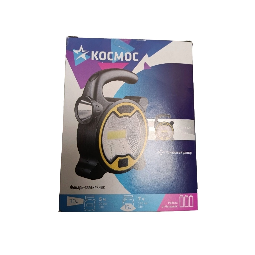 Фонарь-светильник Космос KOC3030LED, 1Вт направленный свет, 3Вт COBE LED, элемент питания 3хAA  