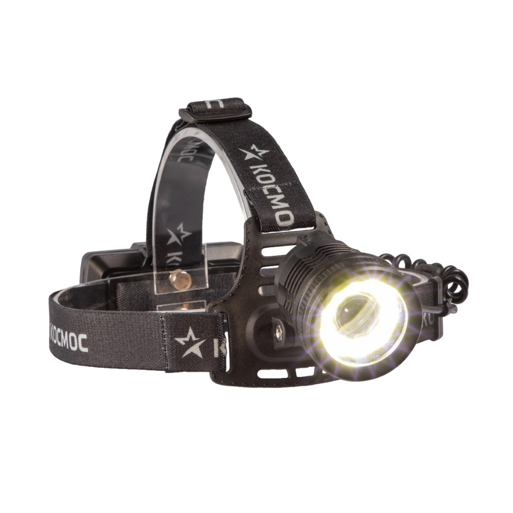 Фонарь светодиодный налобный Космос KOC855Lit, аккумуляторный, 10Вт, P50, LED/Li-ion18650, 2х1000 мАч, USB Type-C