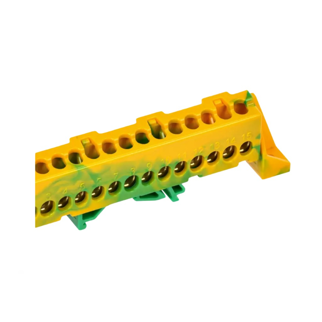 Шина Tekfor IEK PE земля, Стойка, 6х9-15-ЖЗ, TF-NN10-15-DP-K52