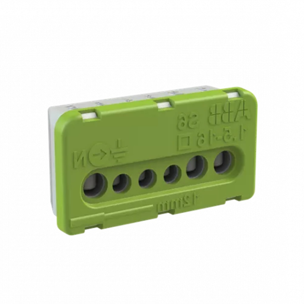 Клеммник силовой винтовой ABB NK/S06, 100 А, термопласт, зеленый