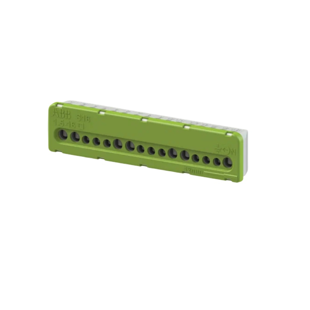 Клеммник силовой винтовой ABB NK/S16 100А, термопласт, зеленый, 655106