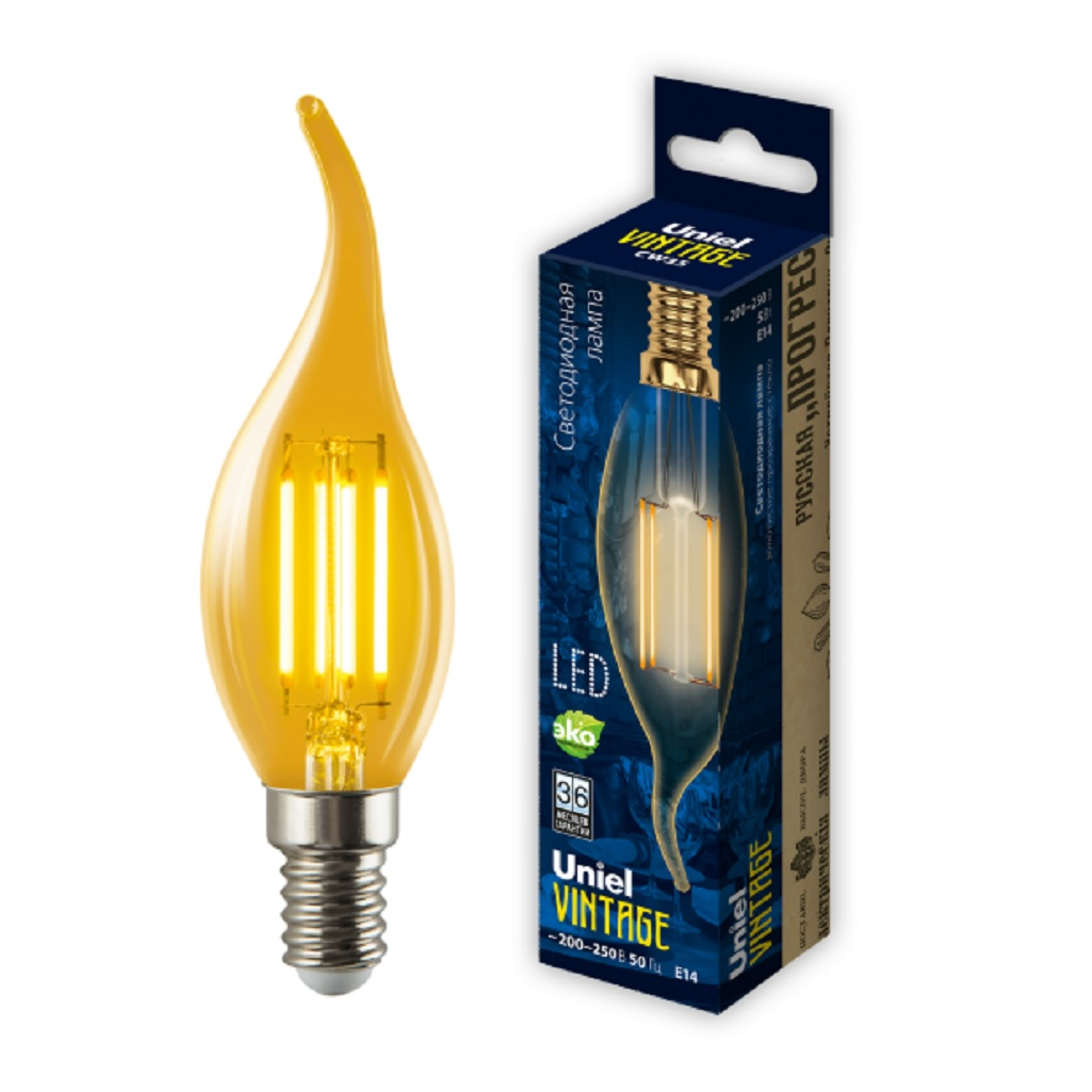 Лампа светодиодная Vintage Uniel LED-CW35-5W/GOLDEN/E14 GLV21GO, золотистая