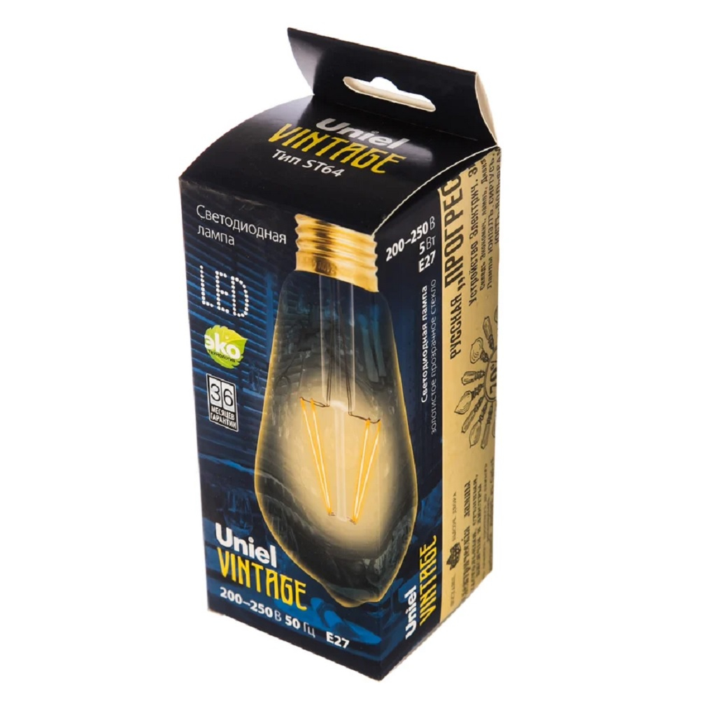 Лампа светодиодная Vintage Uniel LED-ST64-5W/GOLDEN/E27 GLV22GO, золотистая