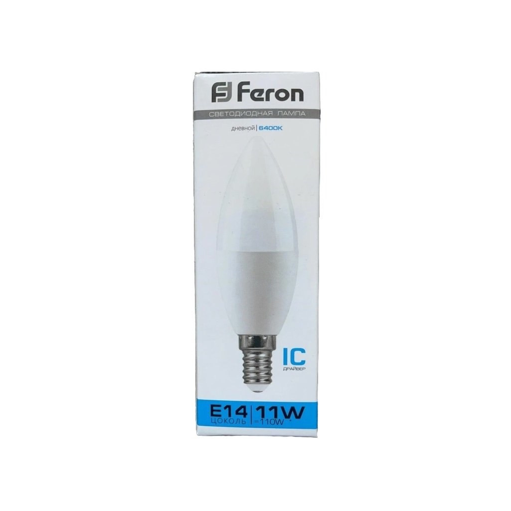 Лампа светодиодная Feron LB-770 Свеча 25943, 11W, E14, 175-265V, 6400K, холодный белый свет