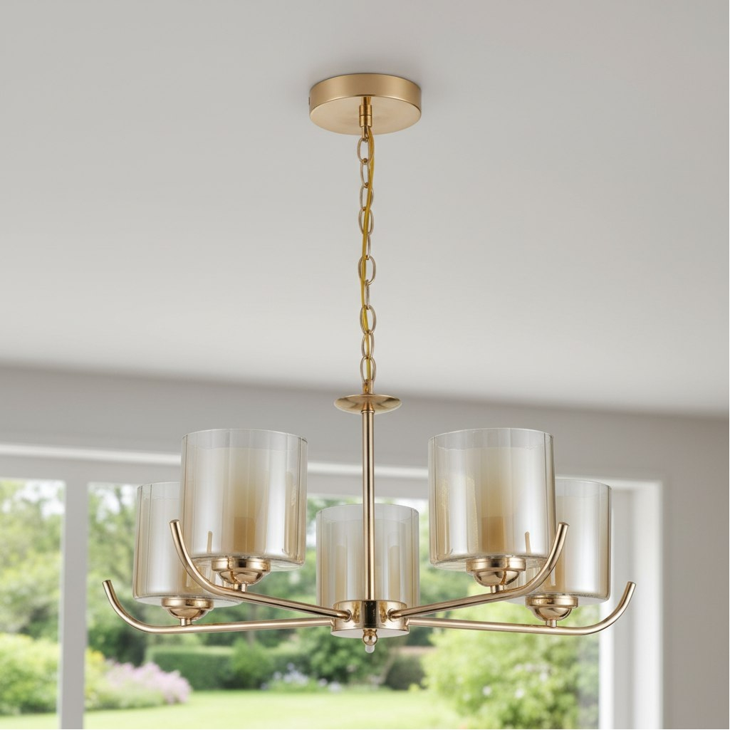 Люстра Reluce 09470-0.4-05, 5 ламп, E27, 200 Вт, стекло, до 30 кв.м