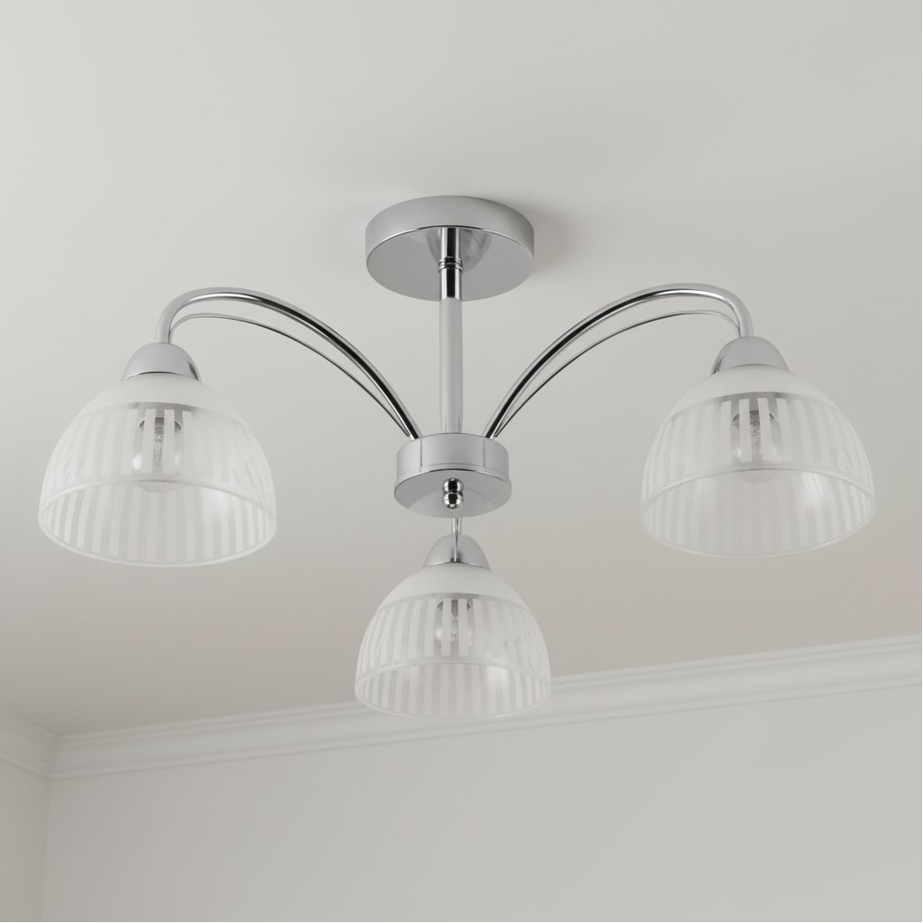 Люстра Reluce 52410-0.3-03 CR, 3 лампы, E27, 180 Вт, стекло, до 18 кв.м