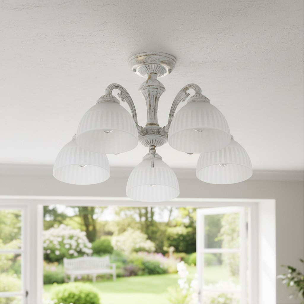 Люстра Reluce 74431-0.3-05, 5 ламп, E27, 200 Вт, стекло, до 10 кв.м