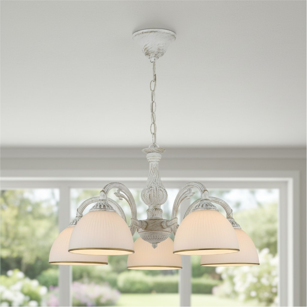 Люстра Reluce 74459-0.4-05, 5 ламп, E27, 200 Вт, стекло, до 10 кв.м