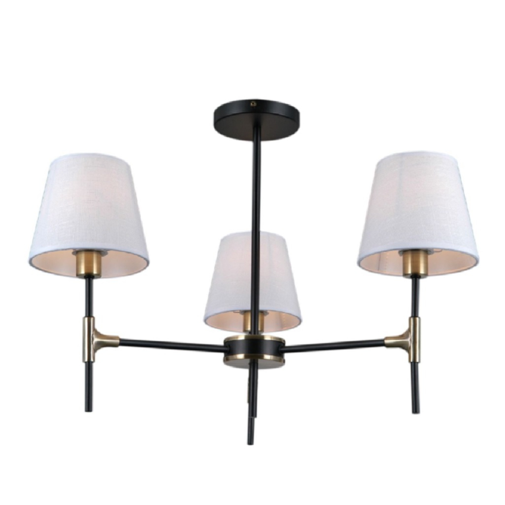 Люстра Illumico IL0185-3CSQ-24 BK AB CASTOR, 3 лампы, E14, 120 Вт, текстиль, до 18 кв.м