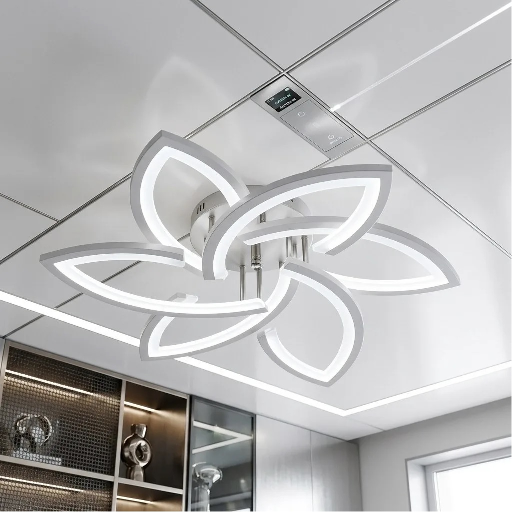 Люстра Reluce 54090-0.3-3+3 WH, 6 ламп, LED, 132 Вт, металл, до 24 кв.м