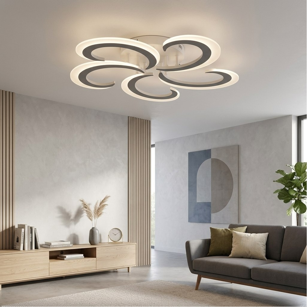 Люстра Reluce 05090-0.3-05 WH, 5 ламп, LED, 70 Вт, металл, до 12 кв.м
