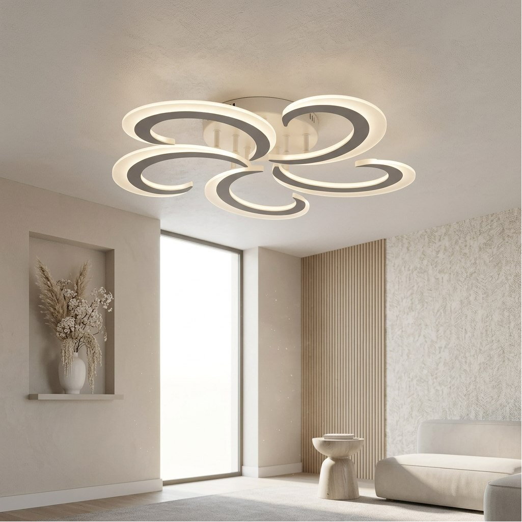 Люстра Reluce 05090-0.3-05 WH, 5 ламп, LED, 70 Вт, металл, до 12 кв.м