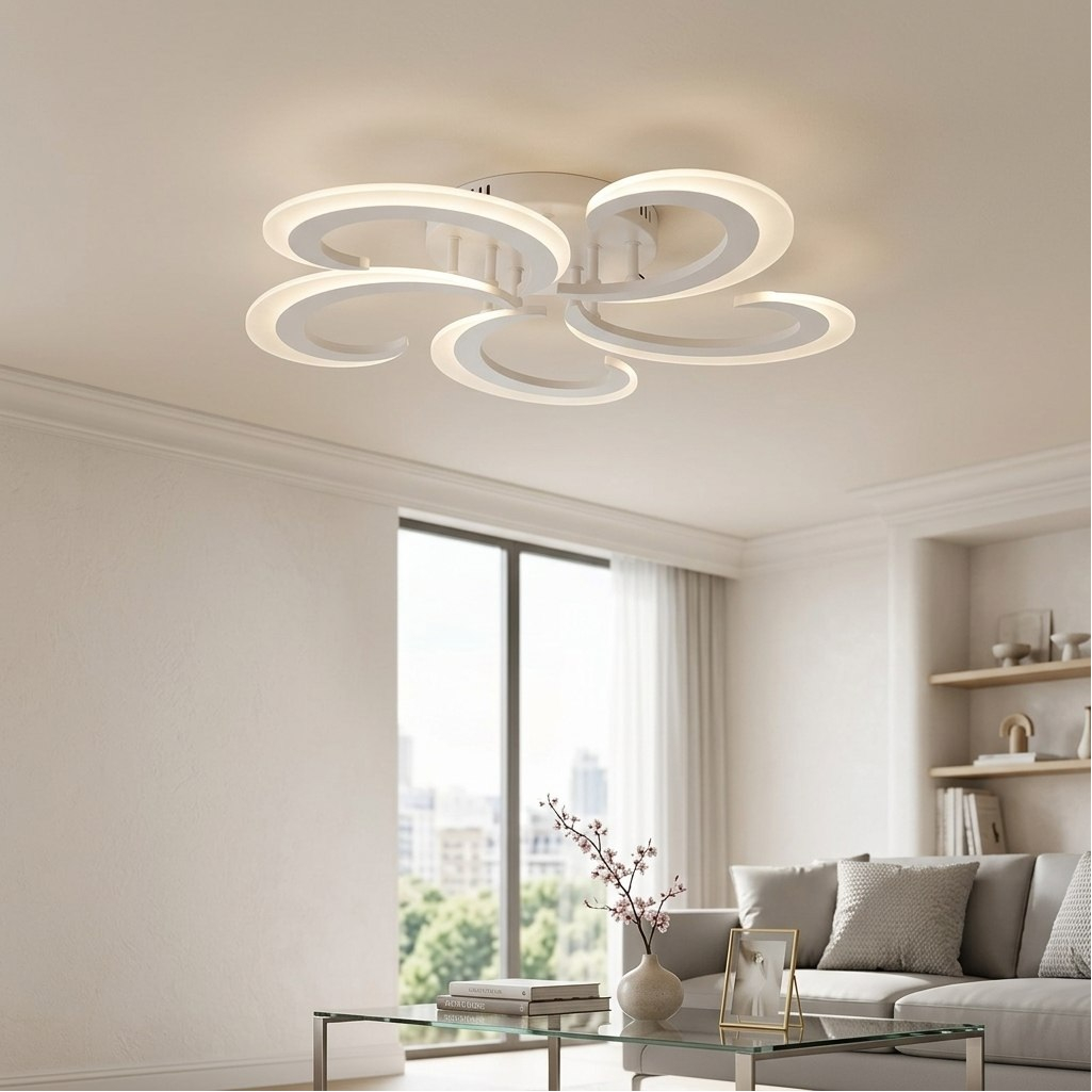 Люстра Reluce 05090-0.3-05 WH, 5 ламп, LED, 70 Вт, металл, до 12 кв.м