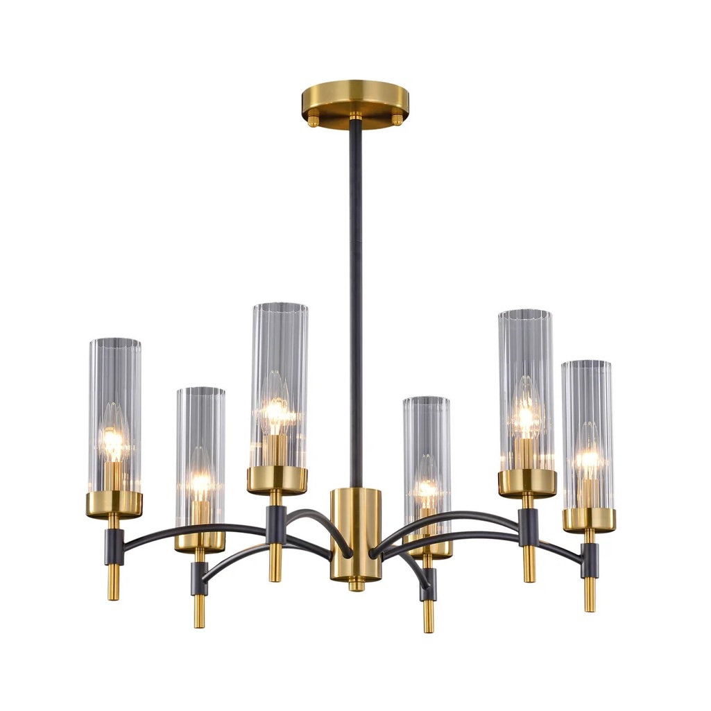 Люстра Illumico IL5177-6PLS-29 BRASS TUBO, 6 ламп, E14, 240 Вт, стекло, до 36 кв.м