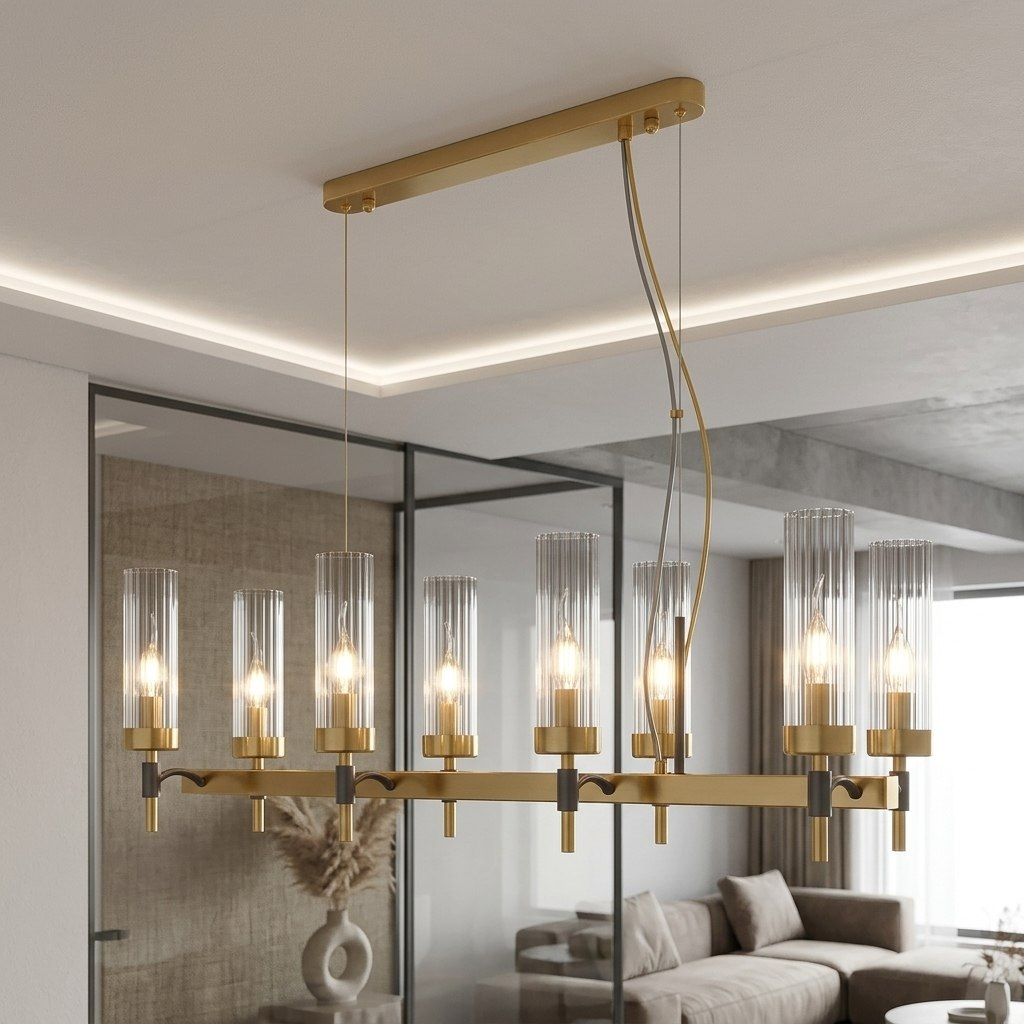 Люстра Illumico IL5177-8LLS-29 BRASS TUBO, 8 ламп, E14, 320 Вт, стекло, до 16 кв.м