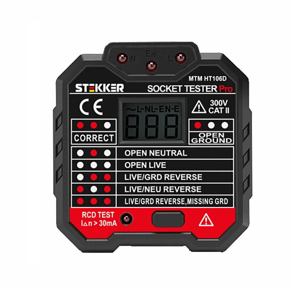 Тестер розеток и УЗО Stekker MTM HT106D, 230 В, пластик, черный