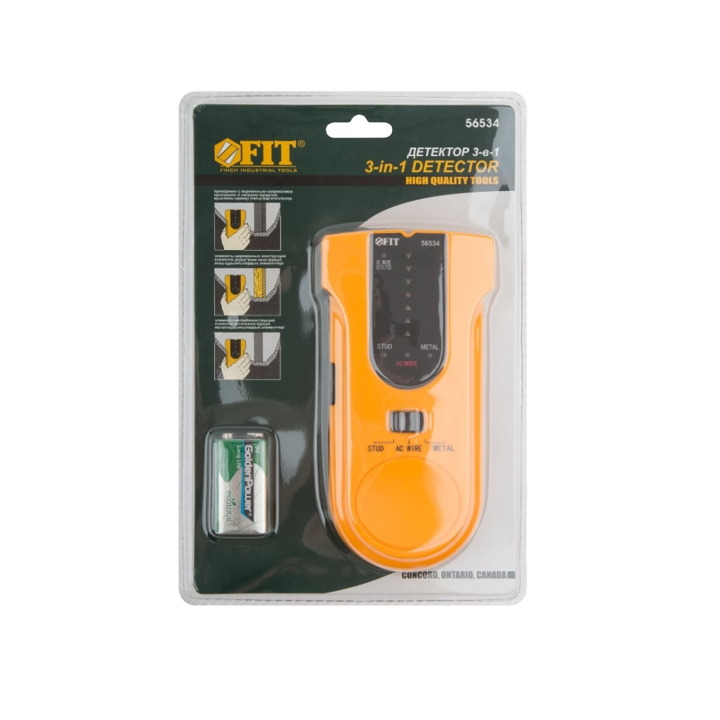 Детектор напряжения деревянных и металлических балок 3 в 1 FIT HQ Профи 56534 