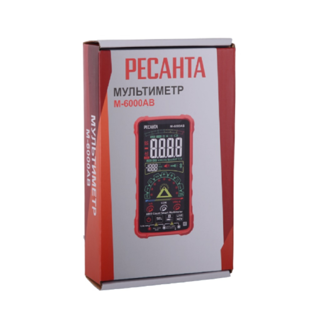 Мультиметр Ресанта М-6000АВ, 61/10/549, USB-кабель, подсветка дисплея, красный
