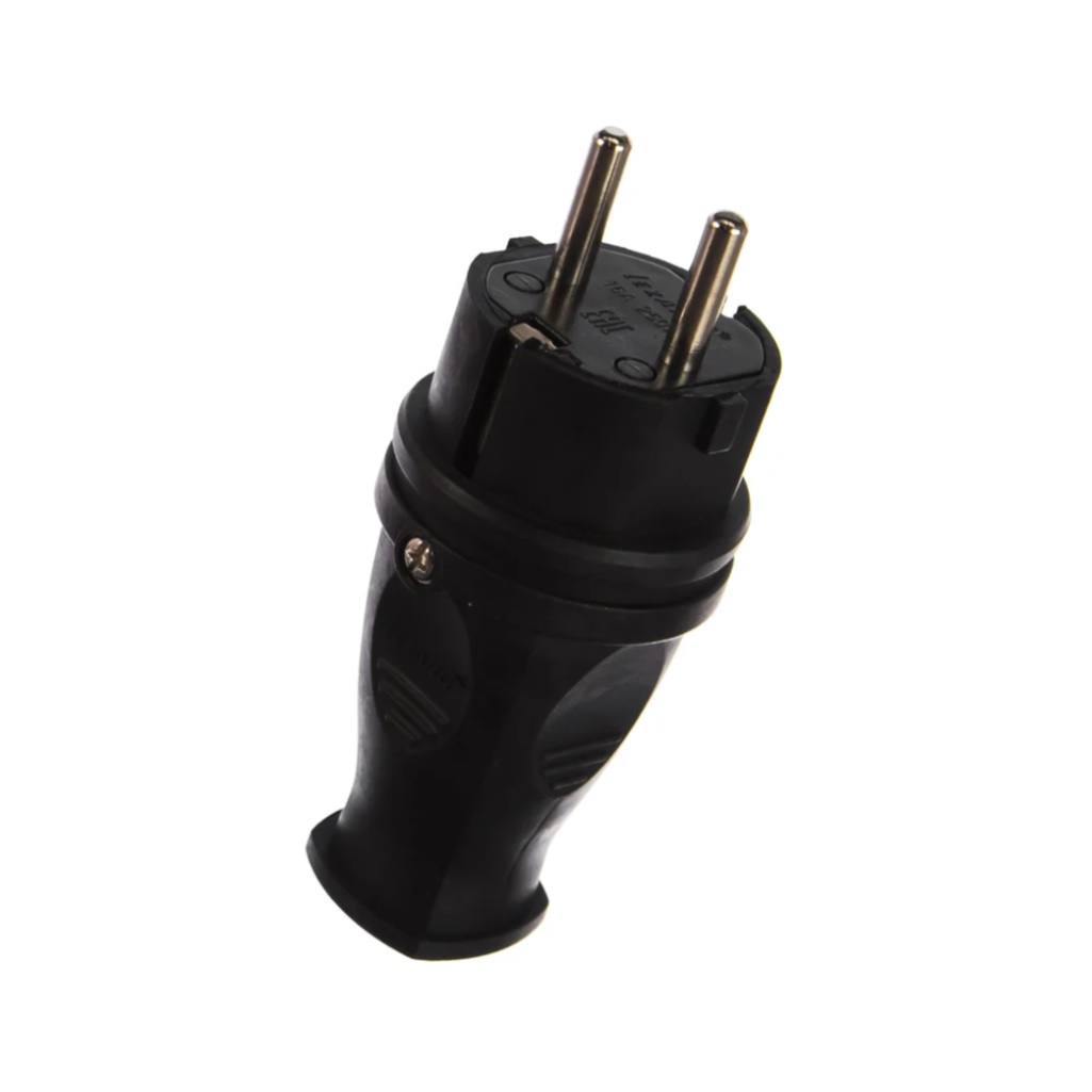 Вилка однофазная Lezard 106-0400-105, каучук, с заземлением, 220В, 16 А