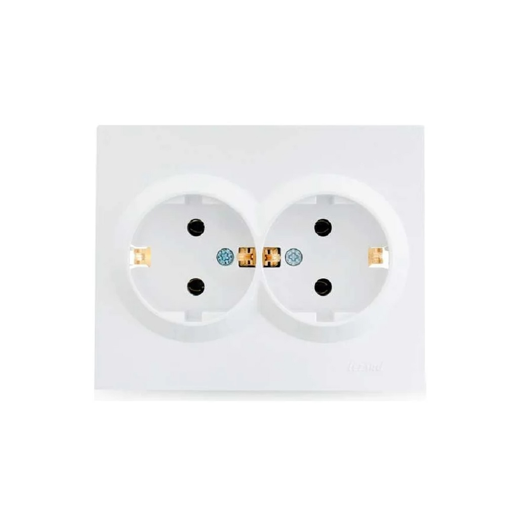 Розетка 2-местная Lezard Vesna 742-0200-127В с заземлением, встраиваемая, белая