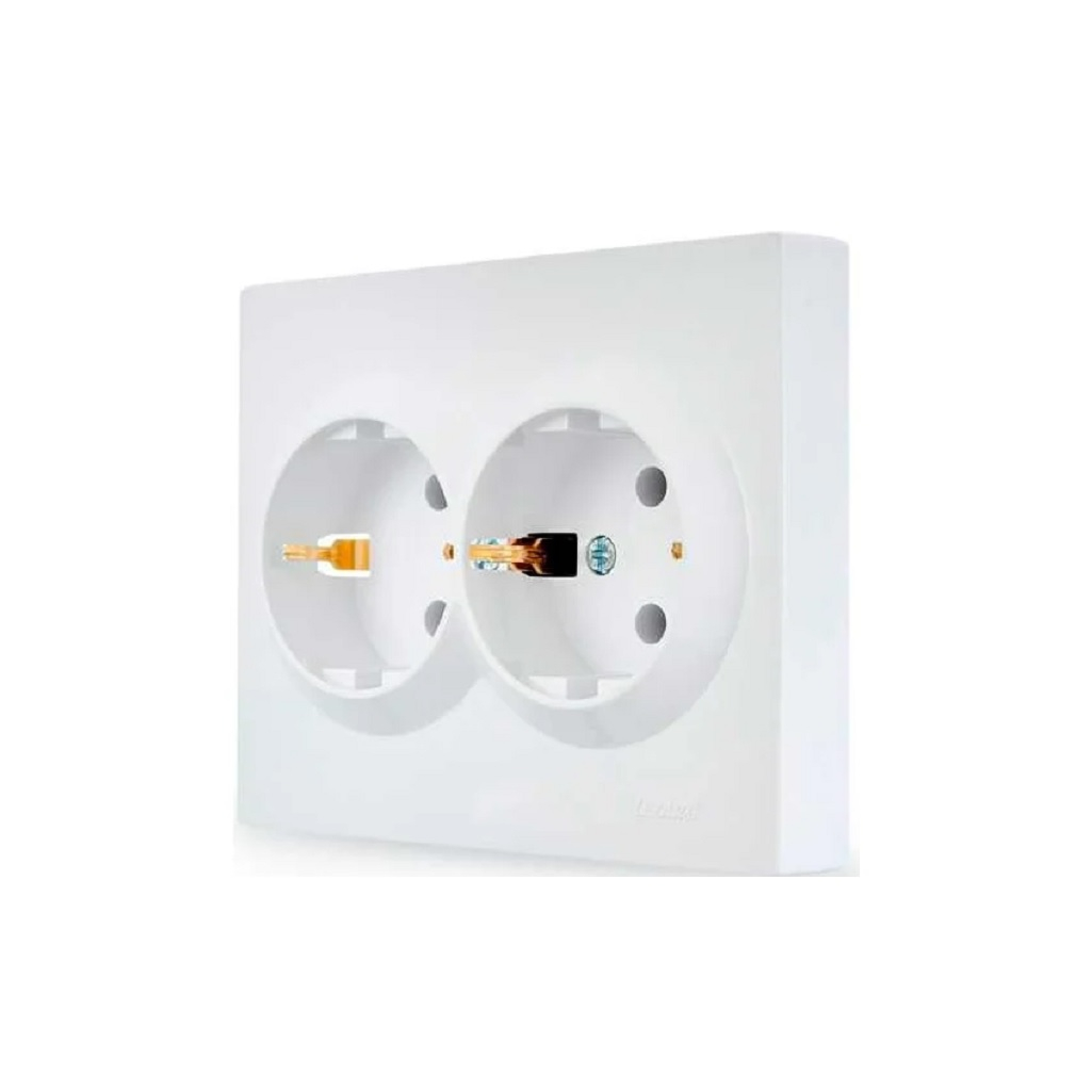 Розетка 2-местная Lezard Vesna 742-0200-127В с заземлением, встраиваемая, белая