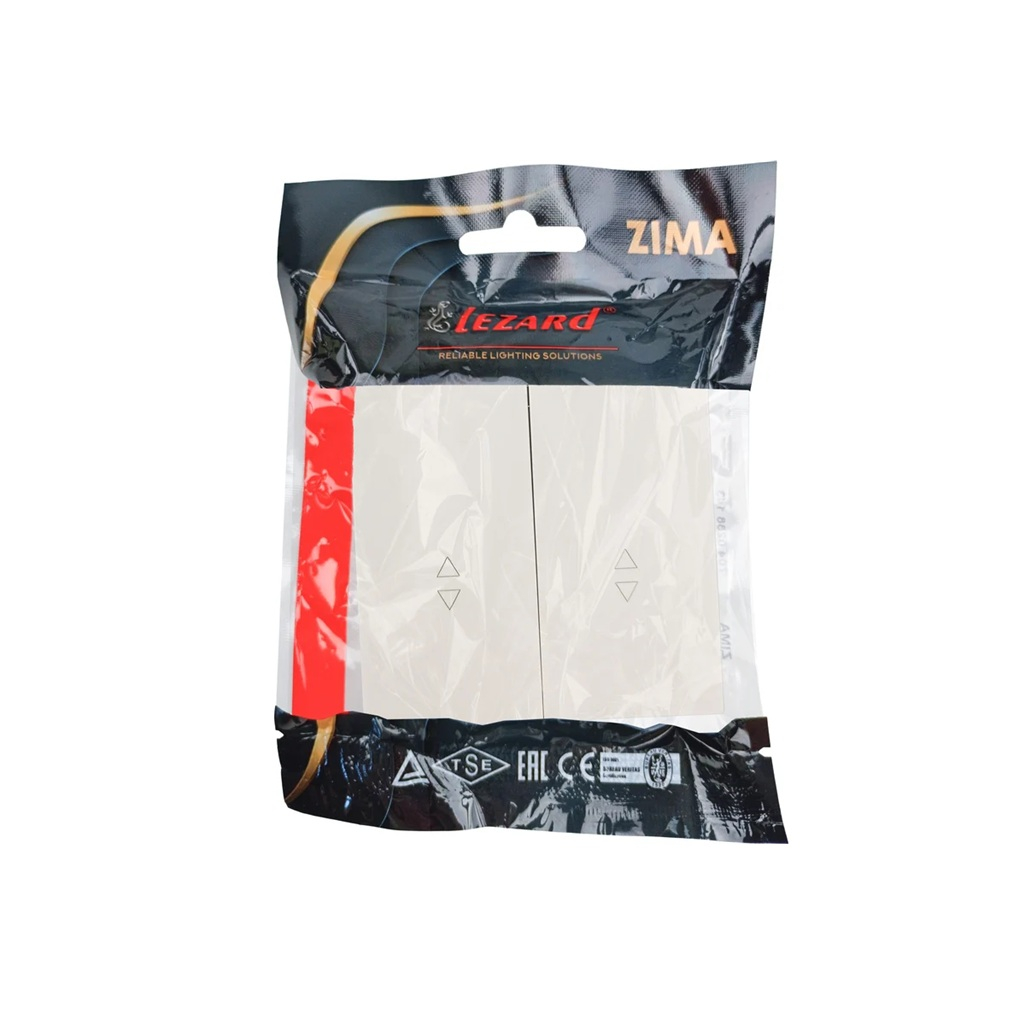 Выключатель проходной двойной Lezard Zima 704-9088-106QC встраиваемый, слоновая кость