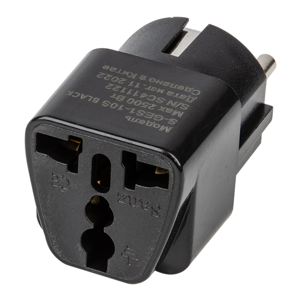 Переходник сетевой Uniel S-GES1-10S Black с заземлением, 10 А, 2.5 кВт