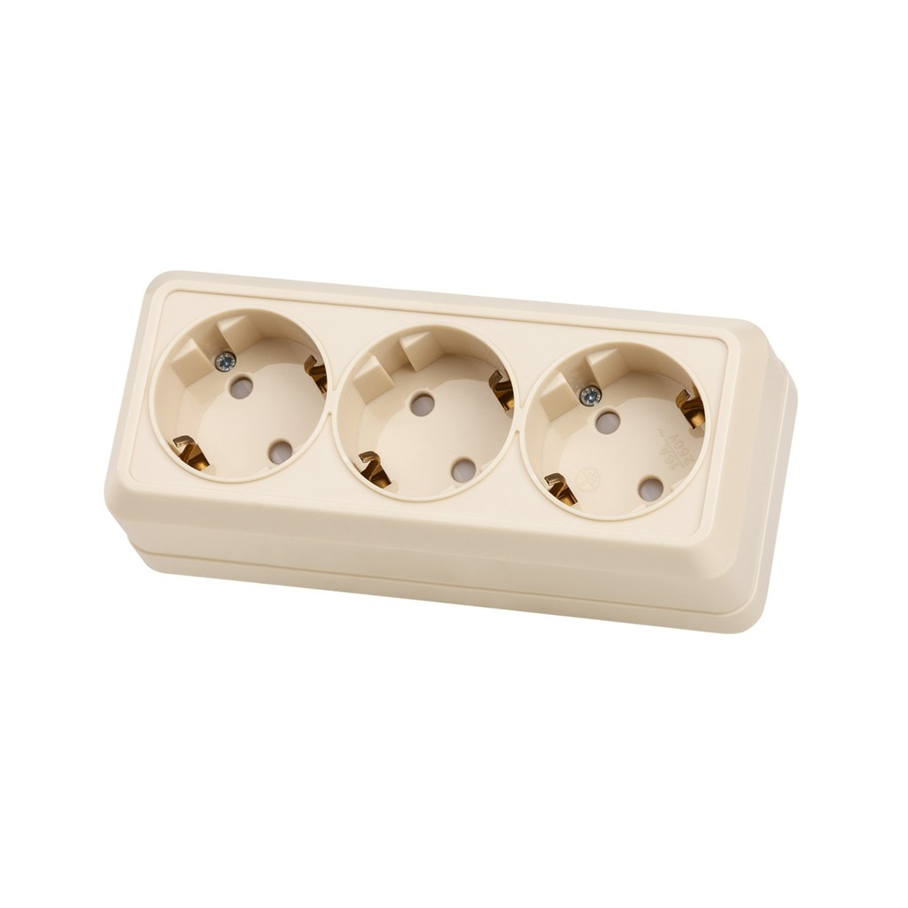 Розетка 3-местная TDM Electric Ладога SQ1801-0227 с заземлением, накладная, слоновая кость