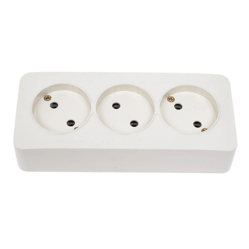 Розетка 3-местная Stekker MST10-13-01 София 49305, без заземления, накладная, цвет белый  